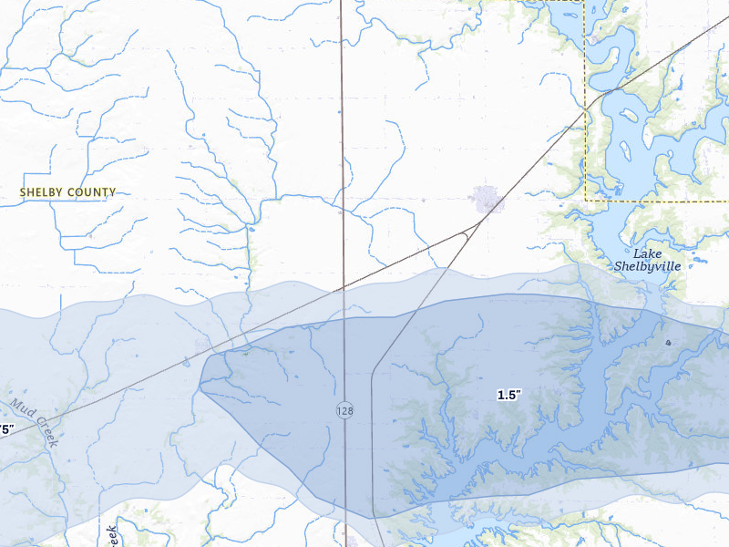 NEXRAD radar-signature map of the hail storm over Findlay, IL on Mar 22, 2026