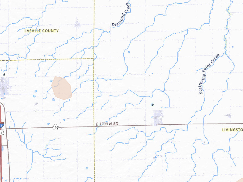 Radar-estimated hail-size map of the storm over Flanagan, IL on May 4, 2026
