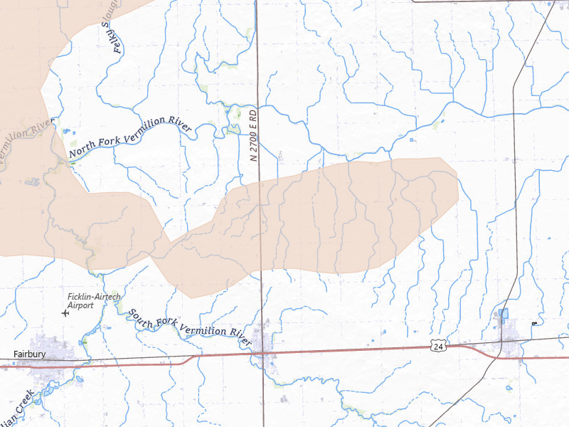 Radar-estimated hail-size map of the storm over Forrest, IL on Jun 5, 2026