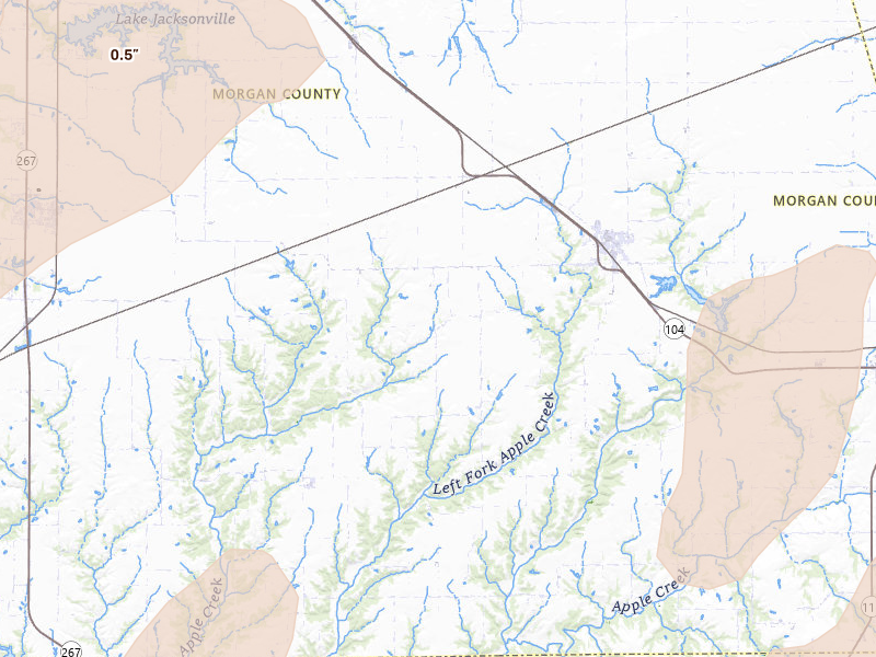 Radar-estimated hail-size map of the storm over Franklin, IL on Apr 27, 2026