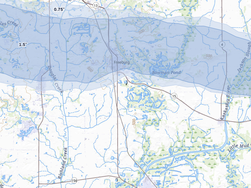 NEXRAD radar-signature map of the hail storm over Freeburg, IL on May 4, 2026
