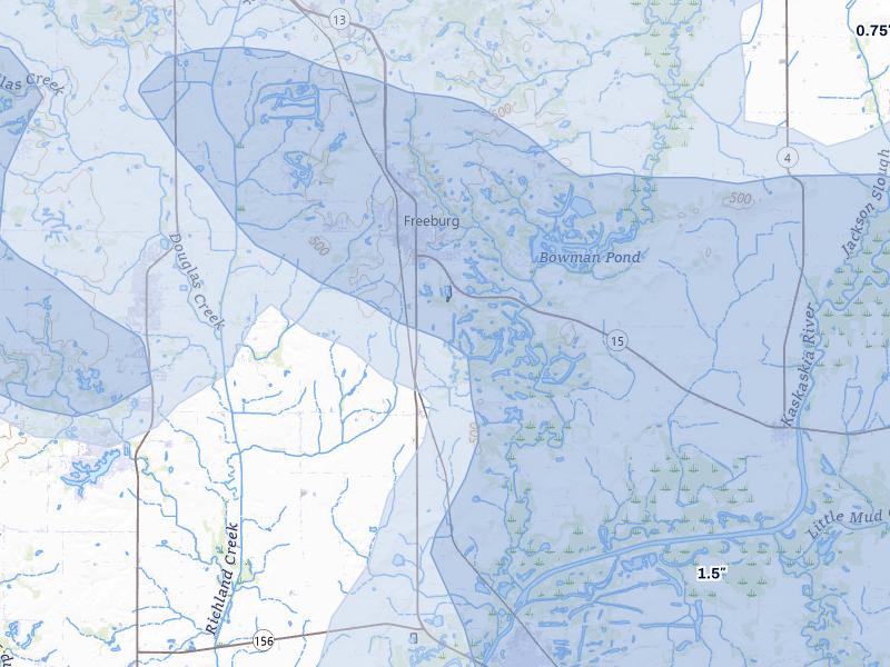 NEXRAD radar-signature map of the hail storm over Freeburg, IL on May 31, 2026