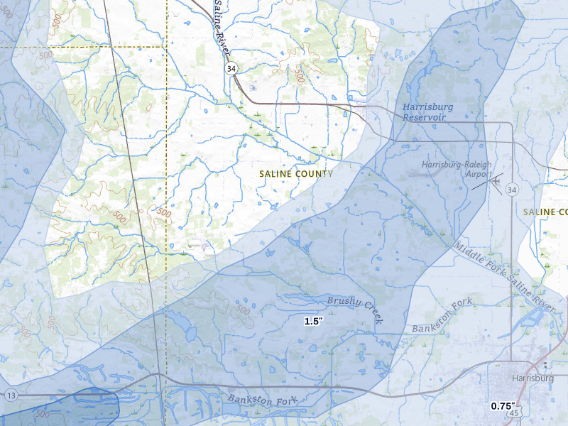 NEXRAD radar-signature map of the hail storm over Galatia, IL on Apr 27, 2026