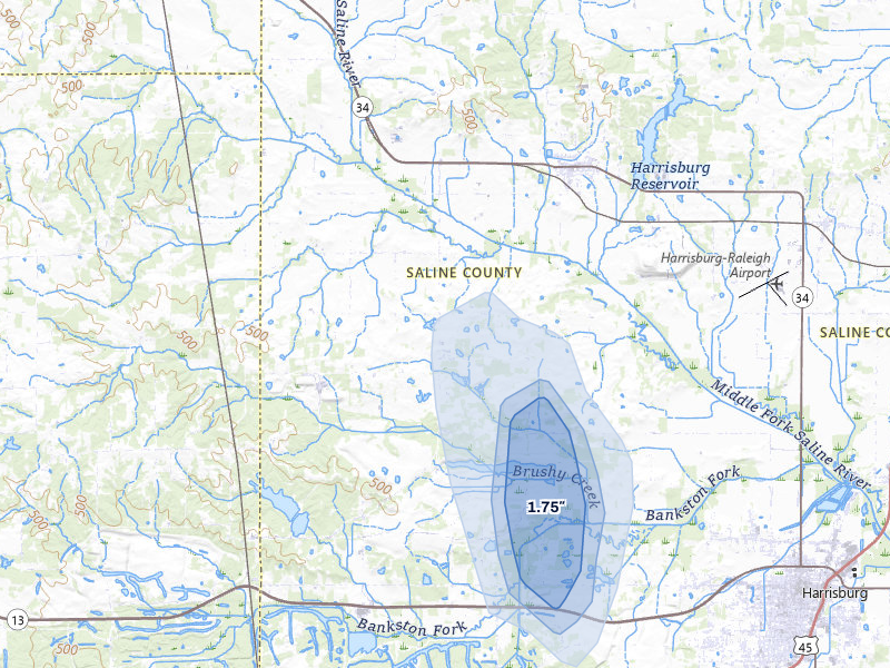 NEXRAD radar-signature map of the hail storm over Galatia, IL on May 31, 2026
