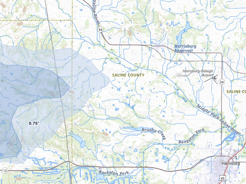 NEXRAD radar-signature map of the hail storm over Galatia, IL on Jul 4, 2026