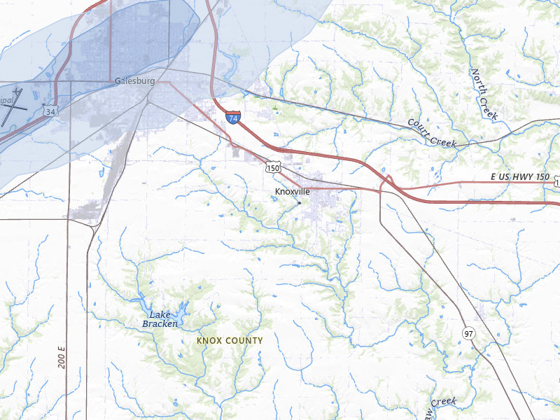 NEXRAD radar-signature map of the hail storm over Galesburg, IL on Apr 2, 2026