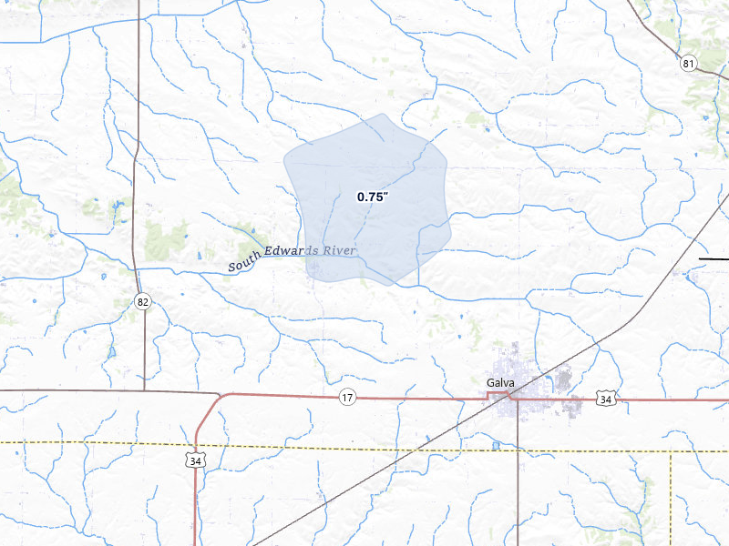 NEXRAD radar-signature map of the hail storm over Galva, IL on Mar 6, 2026