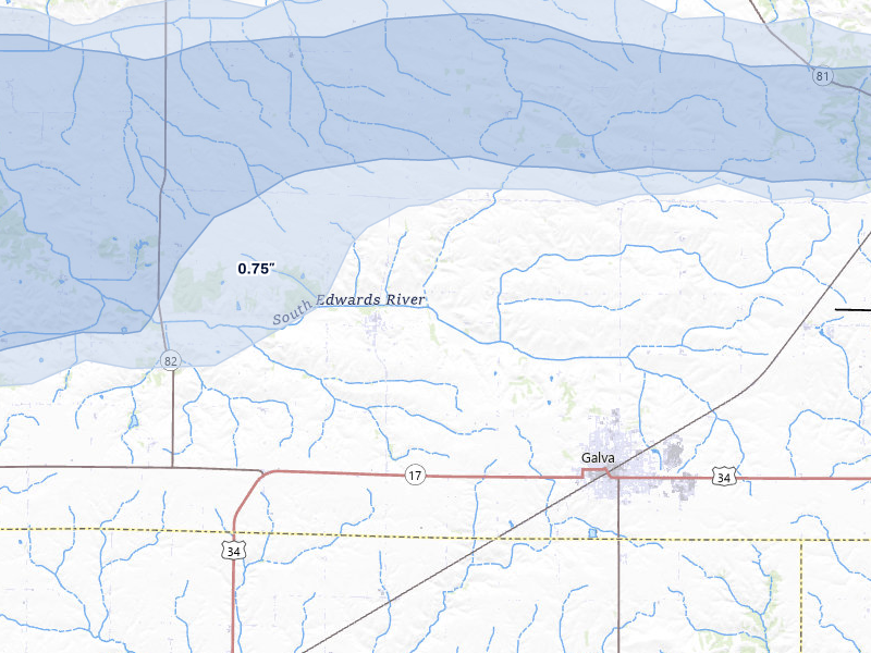 NEXRAD radar-signature map of the hail storm over Galva, IL on Jun 5, 2026