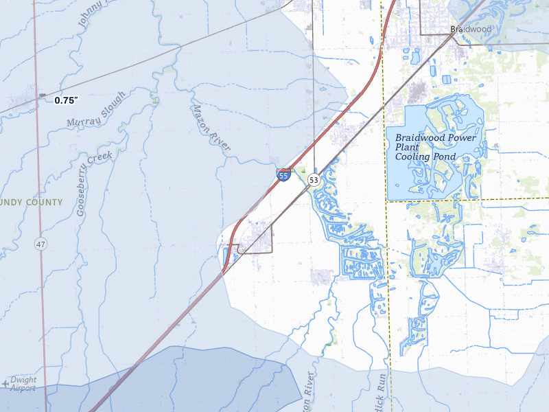 NEXRAD radar-signature map of the hail storm over Gardner, IL on May 4, 2026