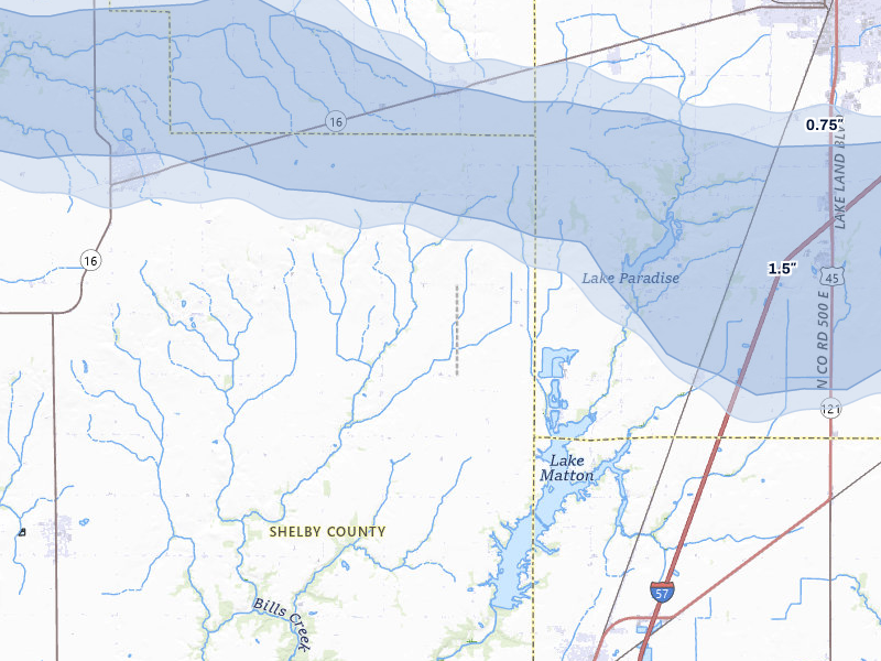 NEXRAD radar-signature map of the hail storm over Gays, IL on Mar 22, 2026
