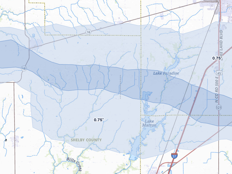 NEXRAD radar-signature map of the hail storm over Gays, IL on Mar 26, 2026