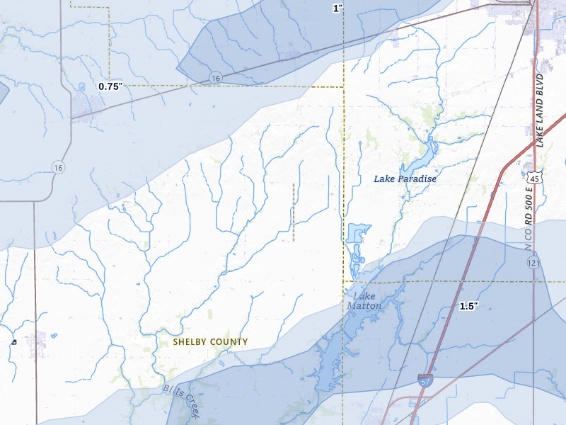 NEXRAD radar-signature map of the hail storm over Gays, IL on Apr 27, 2026