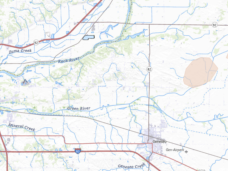 Radar-estimated hail-size map of the storm over Geneseo, IL on Mar 10, 2026