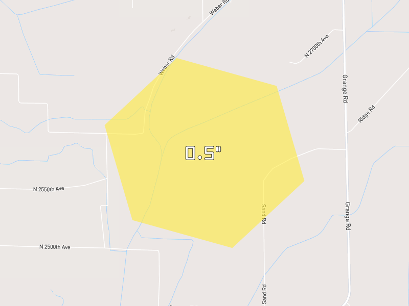 Hail map of Geneseo, IL on Jun 7, 2026, hail up to 0.5"