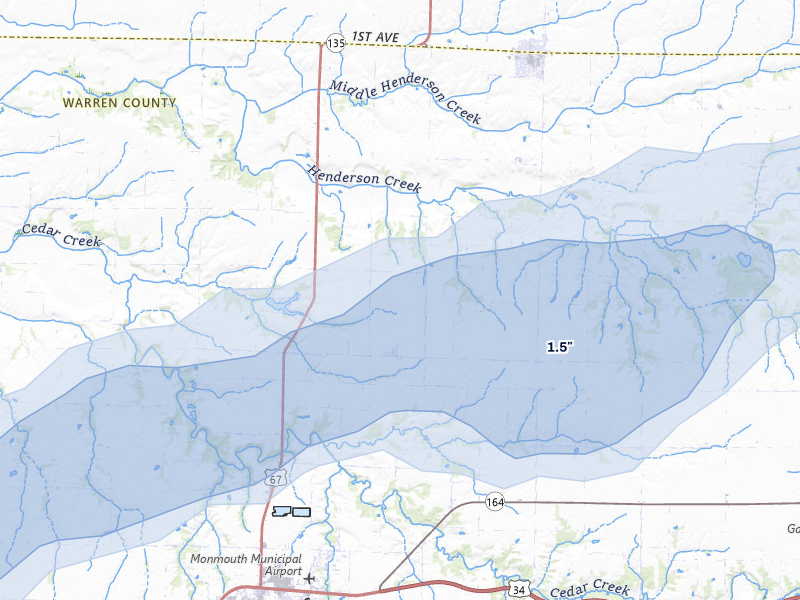 NEXRAD radar-signature map of the hail storm over Gerlaw, IL on Mar 31, 2026