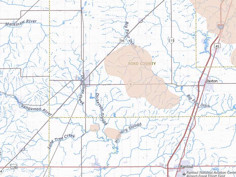 Radar-estimated hail-size map of the storm over Gibson City, IL on Aug 11, 2026