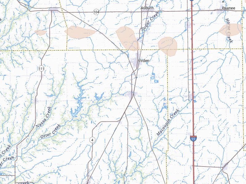 Radar-estimated hail-size map of the storm over Girard, IL on Mar 26, 2026