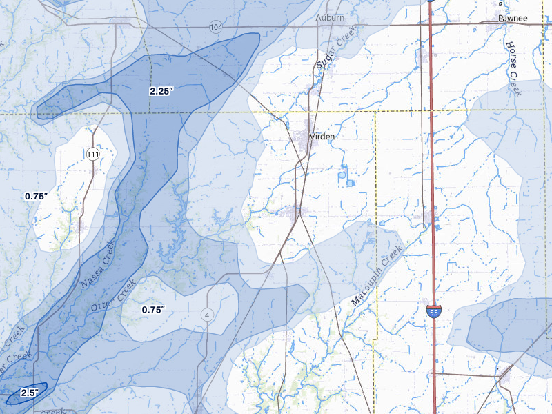NEXRAD radar-signature map of the hail storm over Girard, IL on Apr 27, 2026