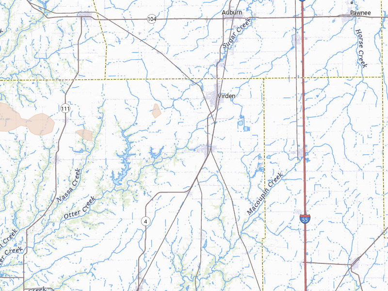 Radar-estimated hail-size map of the storm over Girard, IL on May 3, 2026