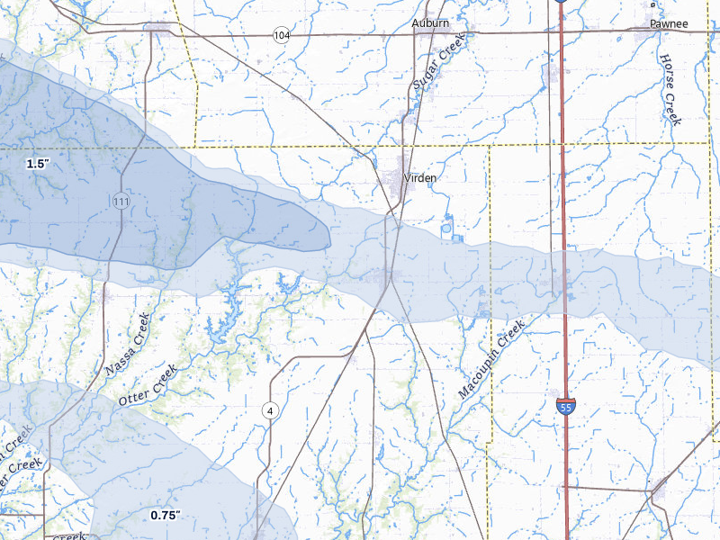 NEXRAD radar-signature map of the hail storm over Girard, IL on May 3, 2026