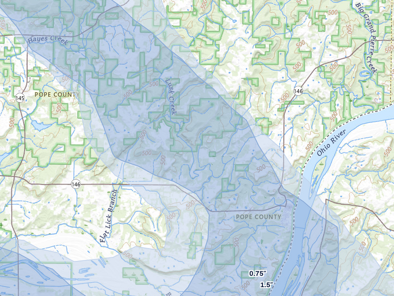 NEXRAD radar-signature map of the hail storm over Golconda, IL on May 31, 2026