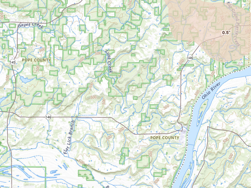 Radar-estimated hail-size map of the storm over Golconda, IL on Jul 10, 2026