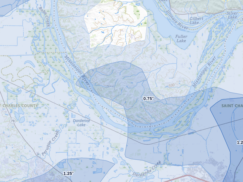 NEXRAD radar-signature map of the hail over Golden Eagle, IL