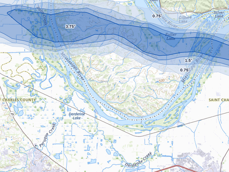 NEXRAD radar-signature map of the hail storm over Golden Eagle, IL on May 3, 2026