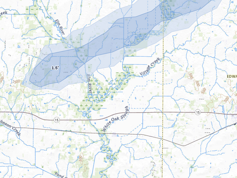 NEXRAD radar-signature map of the hail storm over Golden Gate, IL on Jan 8, 2026