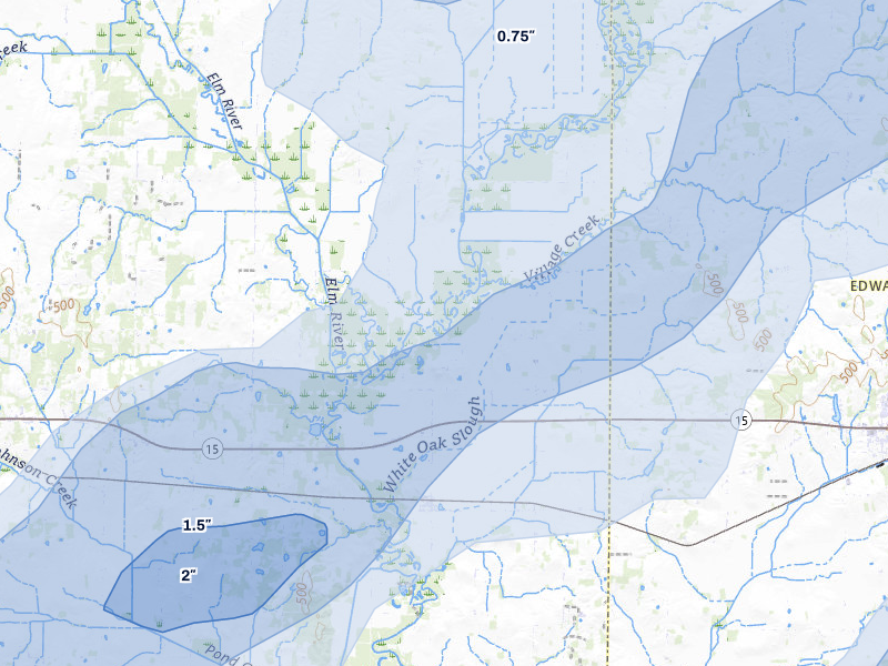 NEXRAD radar-signature map of the hail over Golden Gate, IL