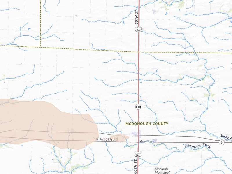 Radar-estimated hail-size map of the storm over Good Hope, IL on May 4, 2026