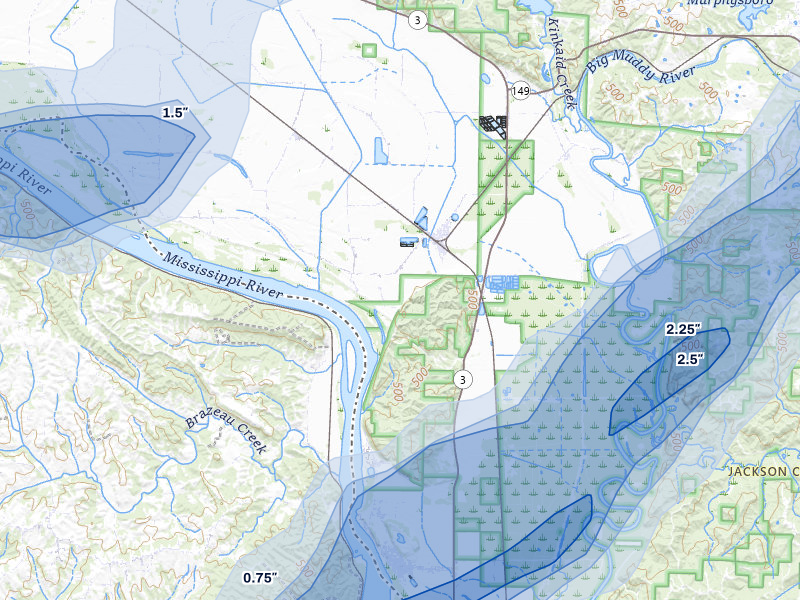 NEXRAD radar-signature map of the hail over Gorham, IL