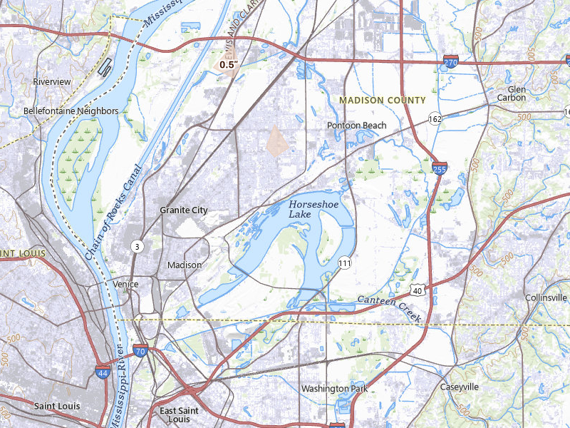 Radar-estimated hail-size map of the storm over Granite City, IL