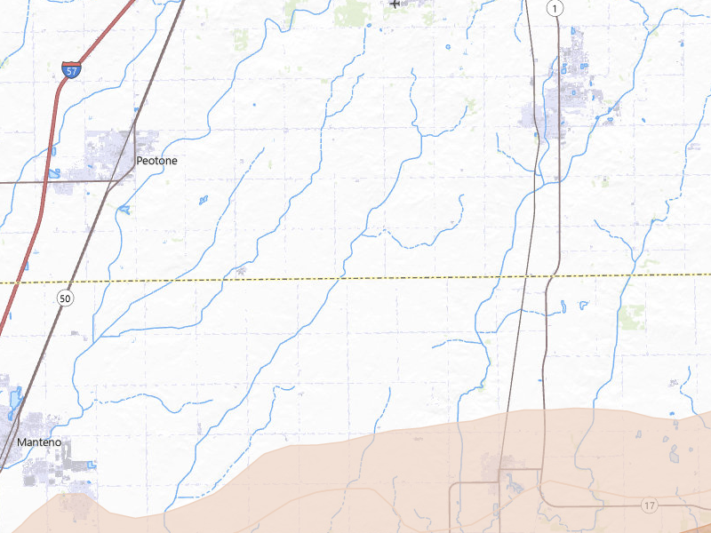 Radar-estimated hail-size map of the storm over Grant Park, IL on Mar 10, 2026