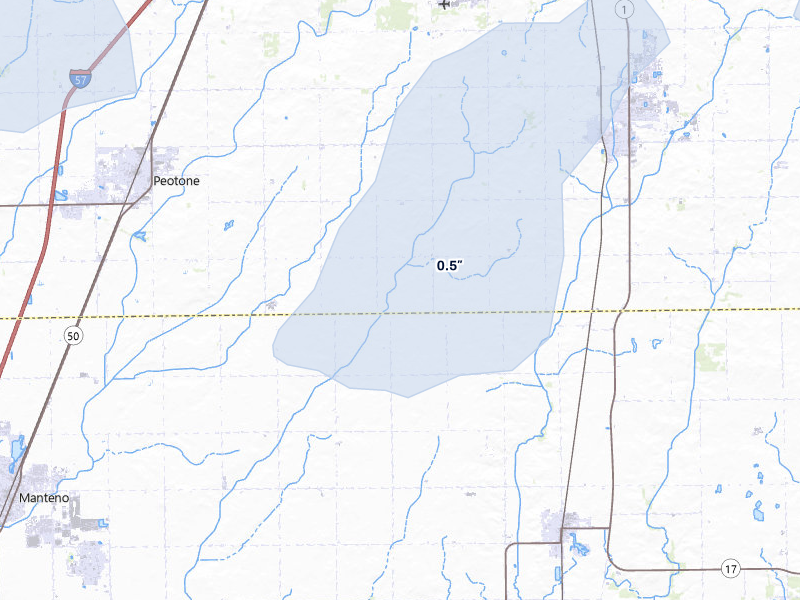 NEXRAD radar-signature map of the hail storm over Grant Park, IL on May 4, 2026