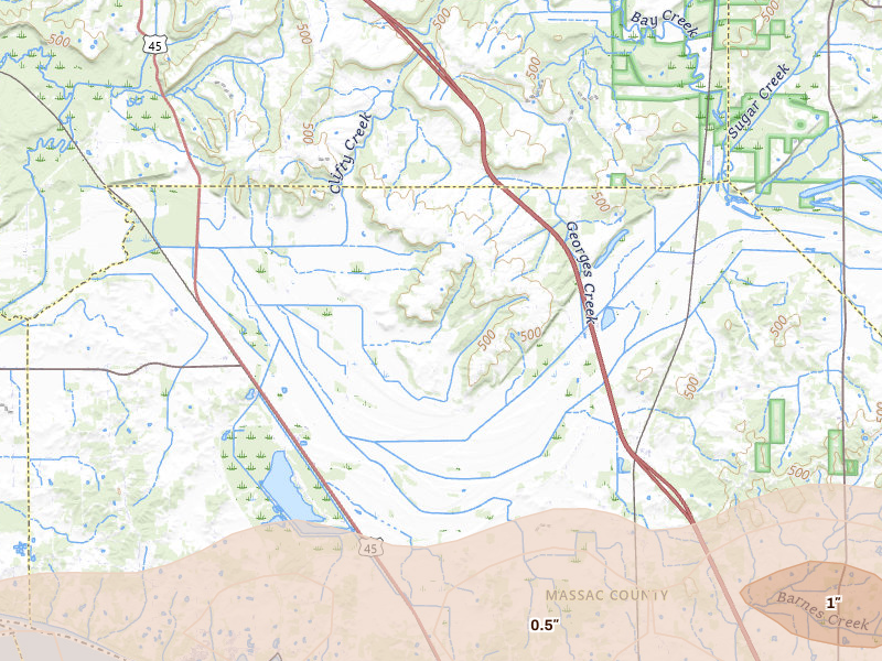 Radar-estimated hail-size map of the storm over Grantsburg, IL on Apr 27, 2026
