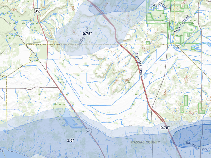 NEXRAD radar-signature map of the hail over Grantsburg, IL