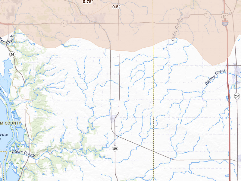 Radar-estimated hail-size map of the storm over Granville, IL on Mar 31, 2026