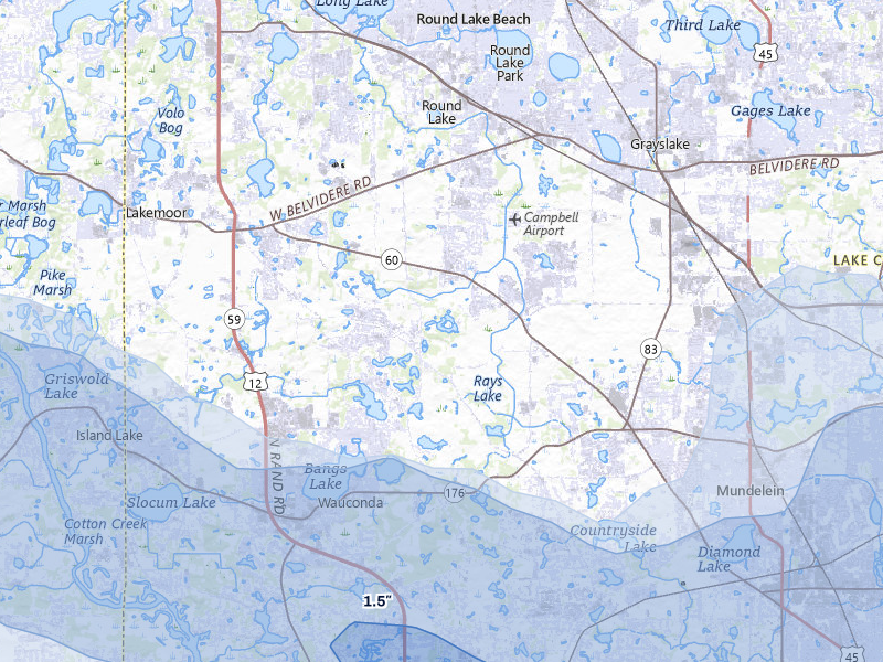 NEXRAD radar-signature map of the hail storm over Grayslake, IL on Jun 5, 2026