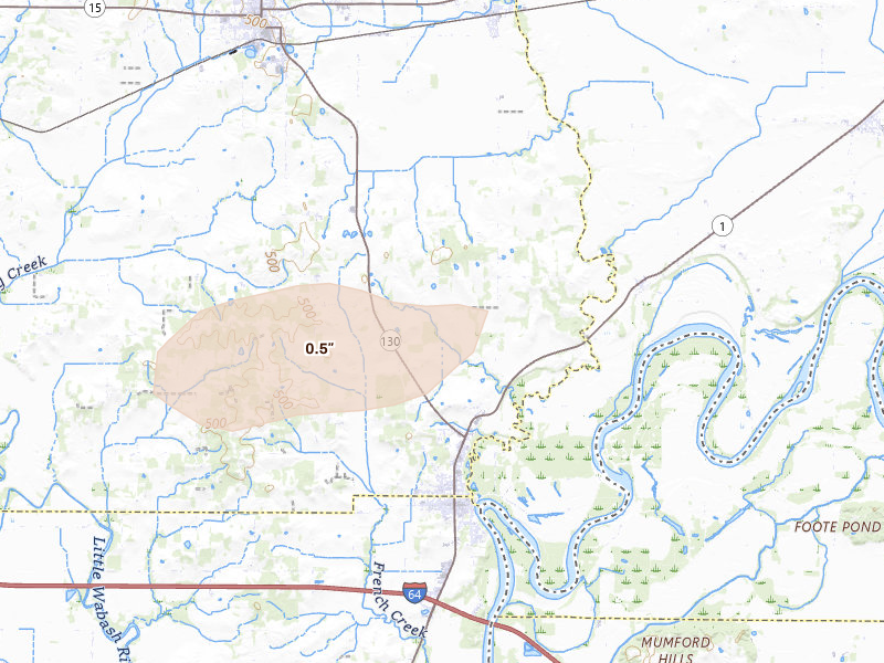 Radar-estimated hail-size map of the storm over Grayville, IL
