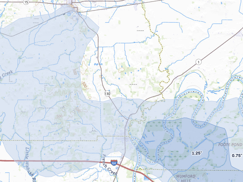 NEXRAD radar-signature map of the hail over Grayville, IL