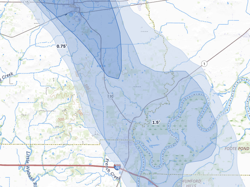 NEXRAD radar-signature map of the hail storm over Grayville, IL on Jul 26, 2026