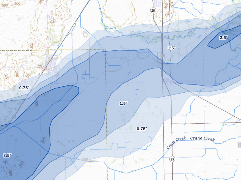 NEXRAD radar-signature map of the hail over Green Valley, IL