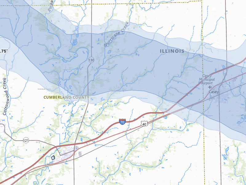 NEXRAD radar-signature map of the hail storm over Greenup, IL on Mar 22, 2026