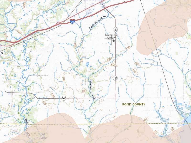 Radar-estimated hail-size map of the storm over Greenville, IL on Apr 27, 2026