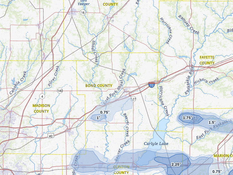 NEXRAD radar-signature map of the hail storm over Greenville, IL on May 16, 2026