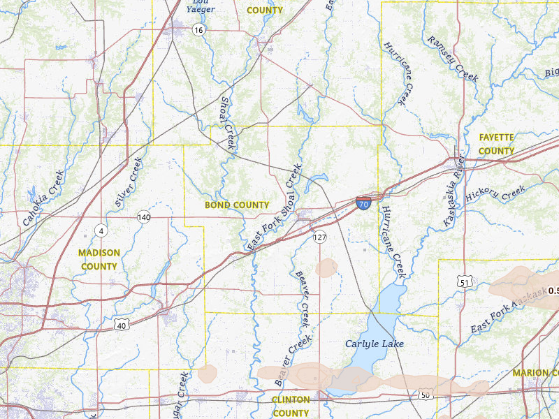 Radar-estimated hail-size map of the storm over Greenville, IL