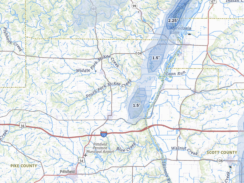 NEXRAD radar-signature map of the hail over Griggsville, IL
