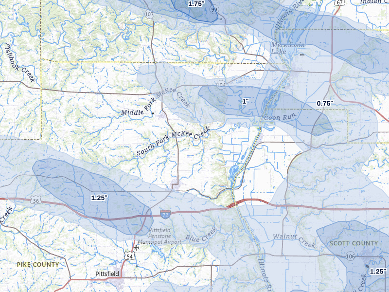 NEXRAD radar-signature map of the hail storm over Griggsville, IL on May 4, 2026