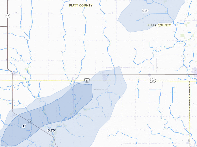 NEXRAD radar-signature map of the hail storm over Hammond, IL on Jul 4, 2026